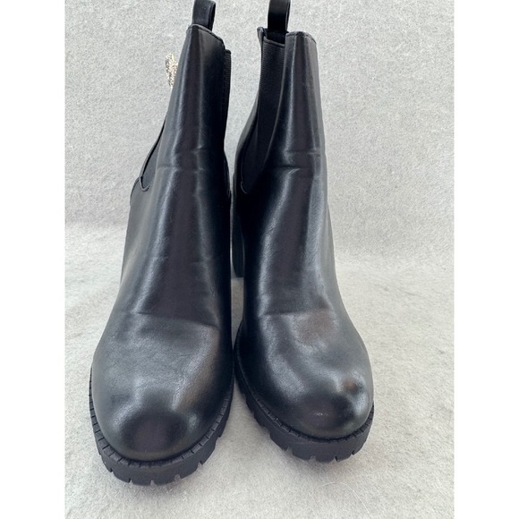Soda Womens Chelsea Pull On Tab Lug Block Ankle Boot Black Size 11 - Picture 2 of 9